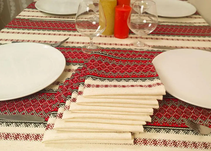 Embroidered Ukrainian Tablecloth - 90x90 cm Christmas Design