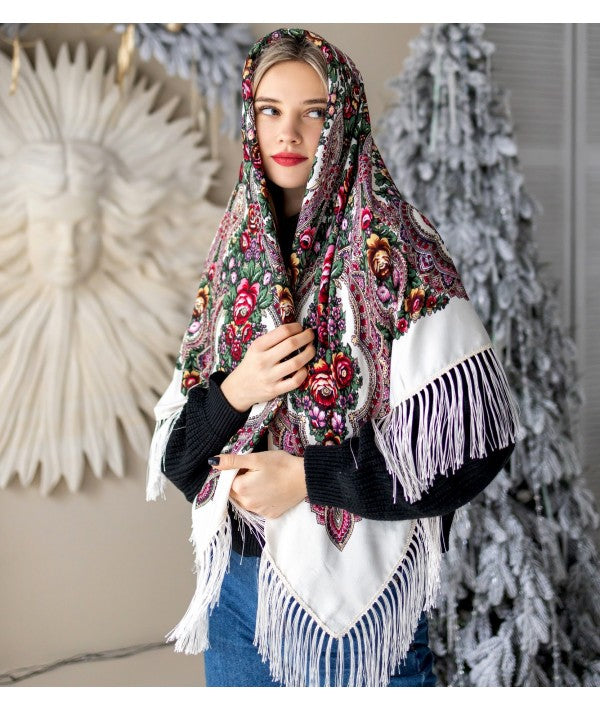 Ukrainian scarf with flowers