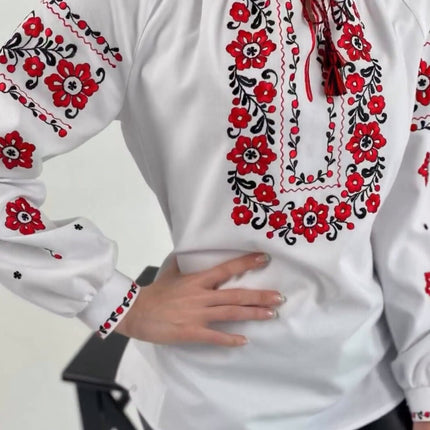 Ukrainian women's blouse with machine and hand embroidery - Panyanka