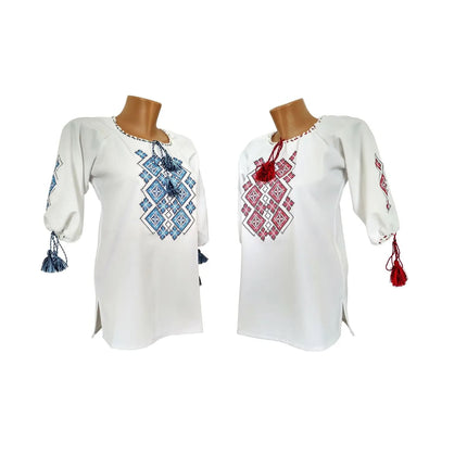 Vyshyvanka for women with red and blue embroidery