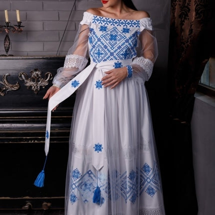Wedding dress with Ukrainian embroidery
