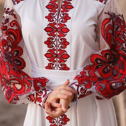 Wedding dress with embroidery