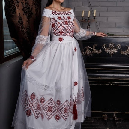 Wedding dress with Ukrainian embroidery