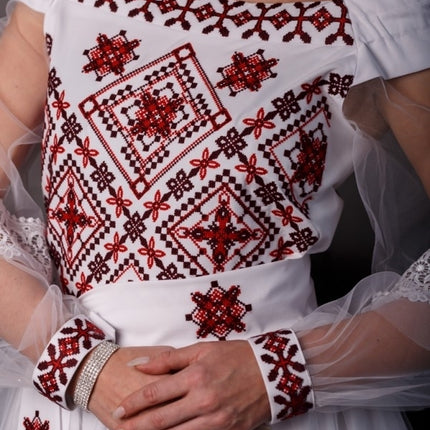 Wedding dress with Ukrainian embroidery