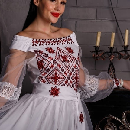 Wedding dress with Ukrainian embroidery