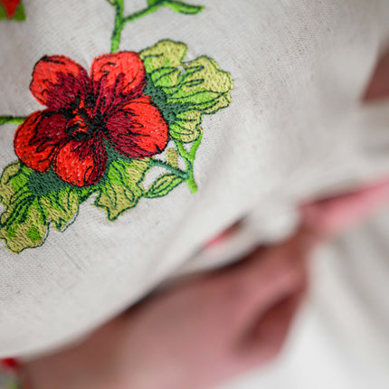 White girl's embroidered dress with sunflowers