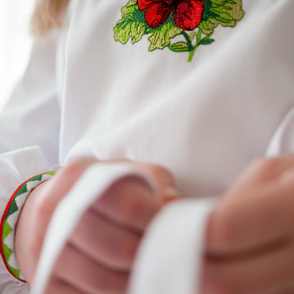 White girl's embroidered dress with sunflowers