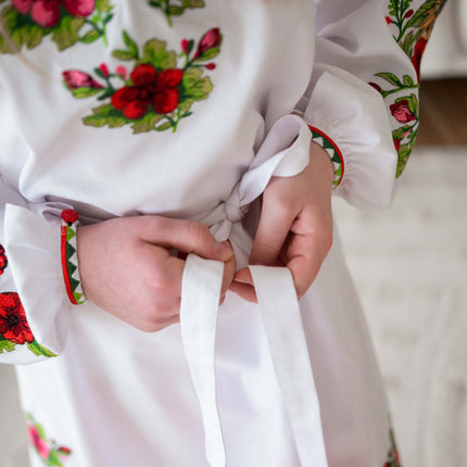 White girl's embroidered dress with sunflowers