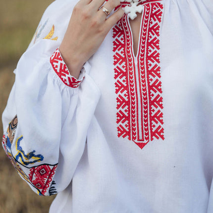 Women's Ukrainian vyshyvanka with symbolic embroidery