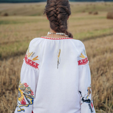 Women's Ukrainian vyshyvanka with symbolic embroidery
