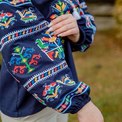 Women's blouse with ethnic embroidery