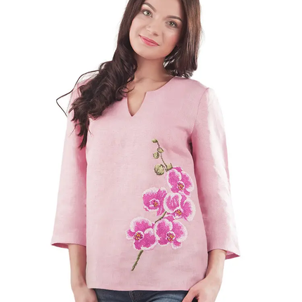 Women's blouse with orchid embroidery