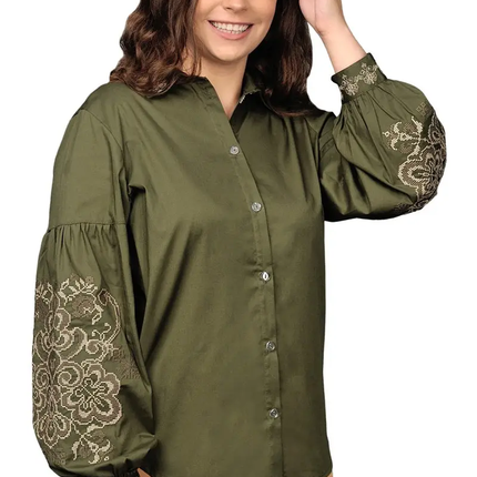 Women's embroidered Ukrainian blouse with buttons