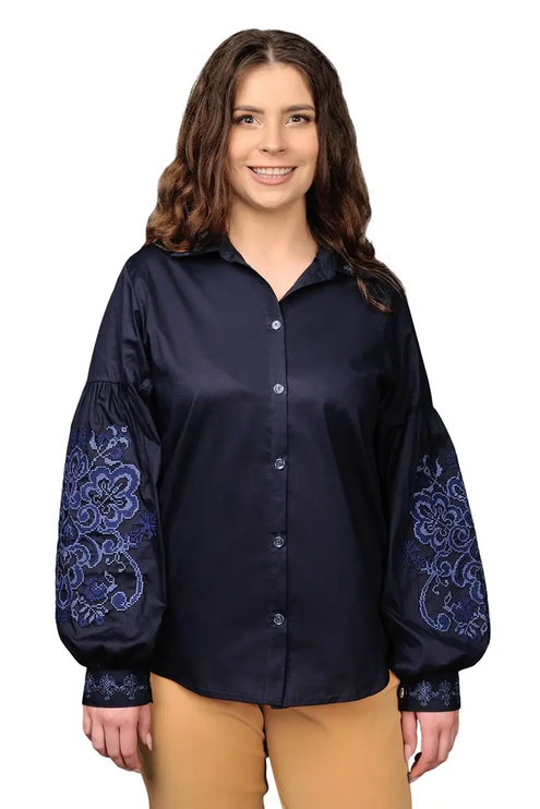 Women's embroidered Ukrainian blouse with buttons