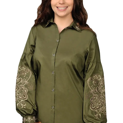 Women's embroidered Ukrainian blouse with buttons