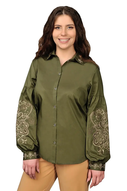 Women's embroidered Ukrainian blouse with buttons