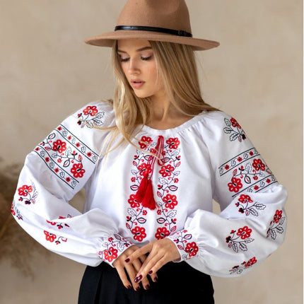 Women's embroidered blouse with flowers