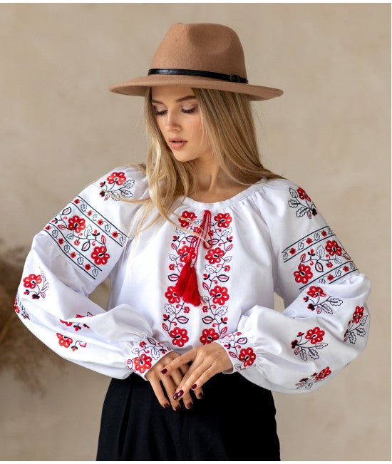 Women's embroidered blouse with flowers