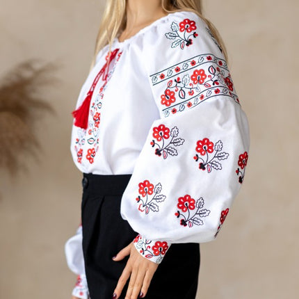 Women's embroidered blouse with flowers