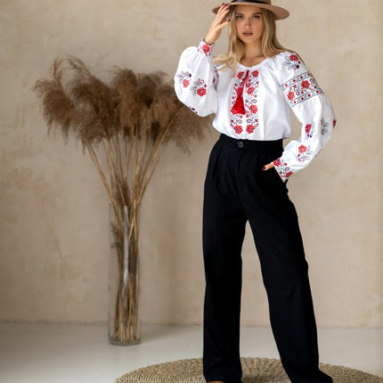 Women's embroidered blouse with flowers