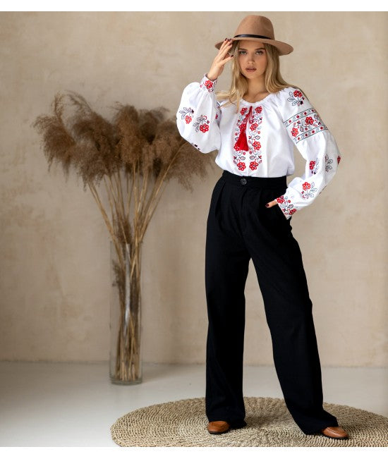 Women's embroidered blouse with flowers