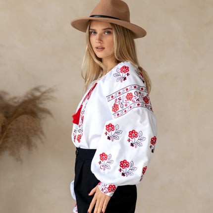 Women's embroidered blouse with flowers