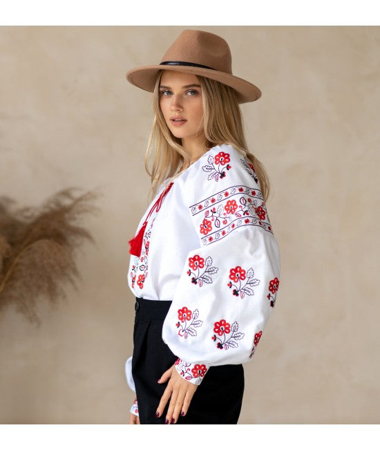 Women's embroidered blouse with flowers