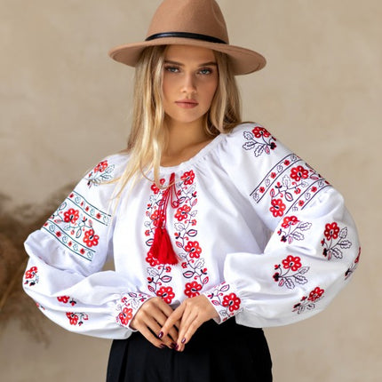 Women's embroidered blouse with flowers