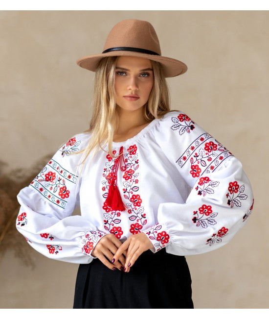 Women's embroidered blouse with flowers