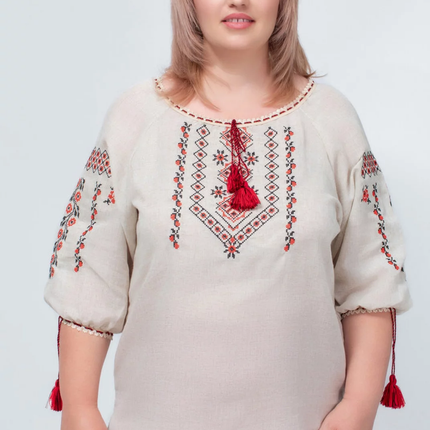 Women's vyshyvanka blouse made from natural flax