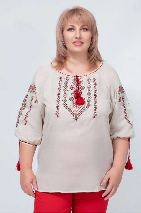 Women's vyshyvanka blouse made from natural flax