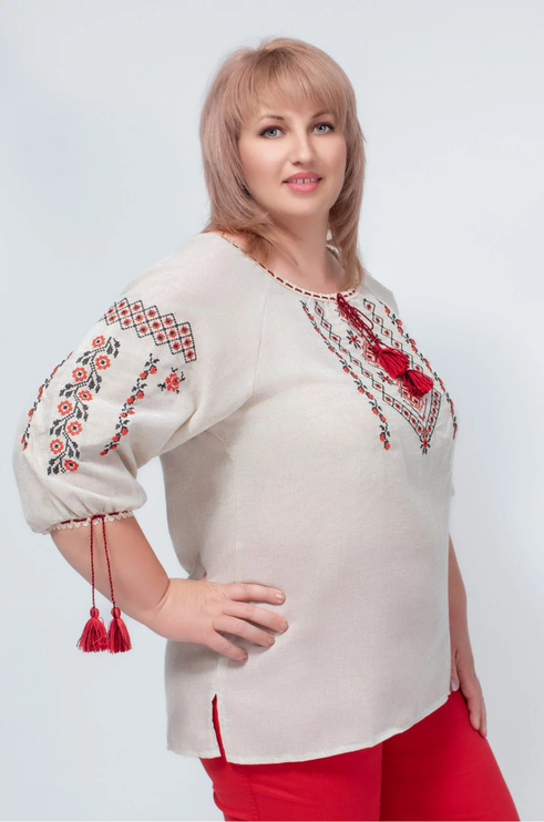 Women's vyshyvanka blouse made from natural flax