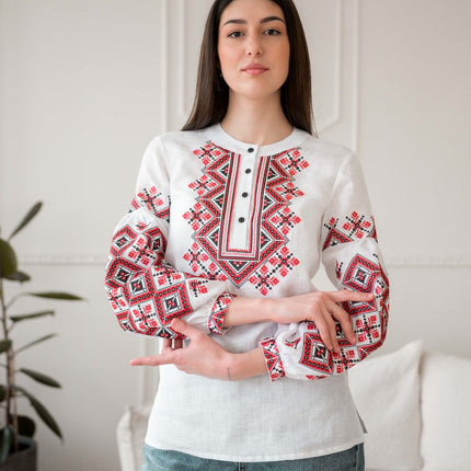 Women's vyshyvanka with a placket