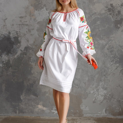 Women's white dress with embroidery