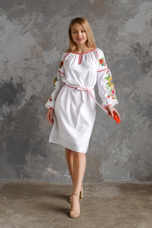 Women's white dress with embroidery