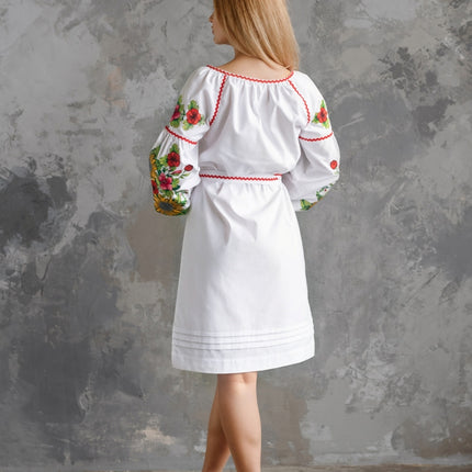 Women's white dress with embroidery