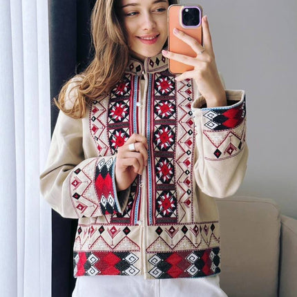 Women's cape jacket with embroidery