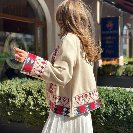 Women's cape jacket with embroidery