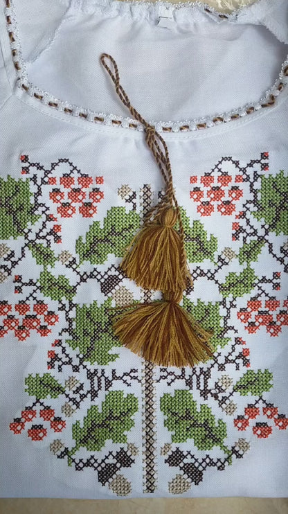 Women's vyshyvanka Oak Kalina with a cross made of home-made fabric