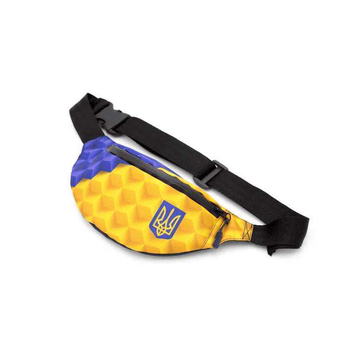 Men's waist bag in patriotic blue and yellow with Ukrainian emblem
