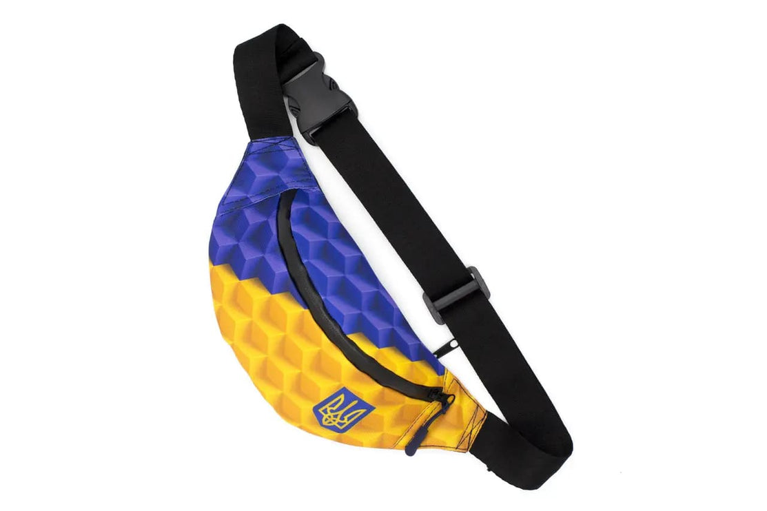 Men's waist bag in patriotic blue and yellow with Ukrainian emblem