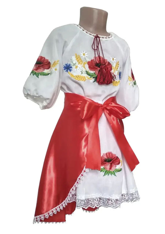 Ukrainian traditional costume with vyshyvanka for girls