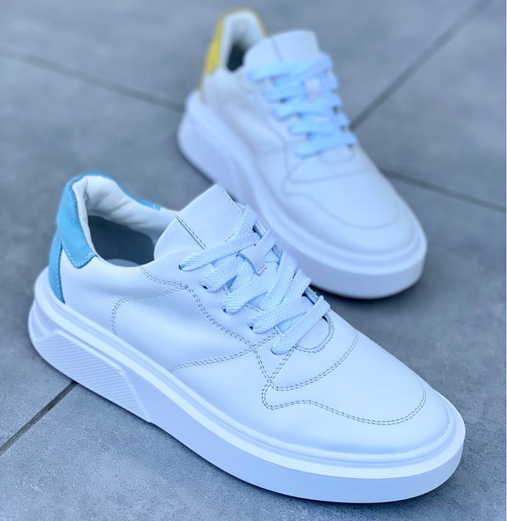 Women's white leather sneakers